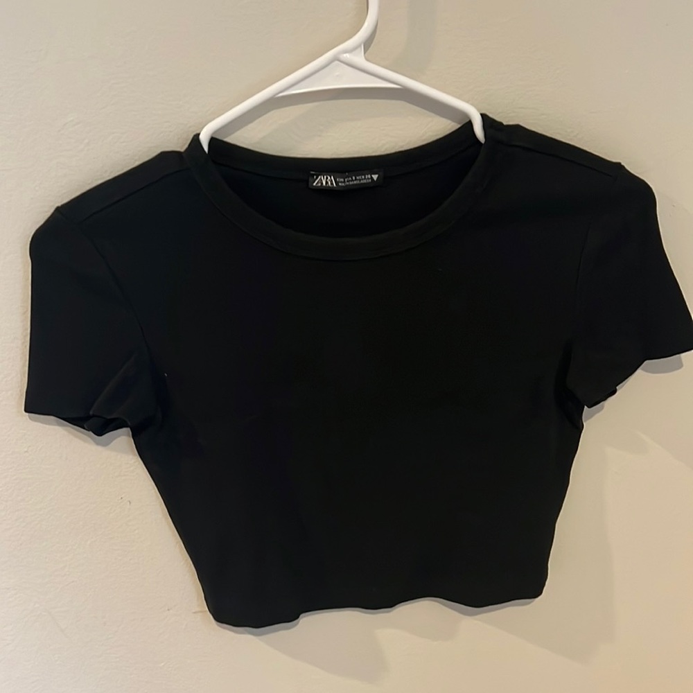 Black Zara Crop Tee